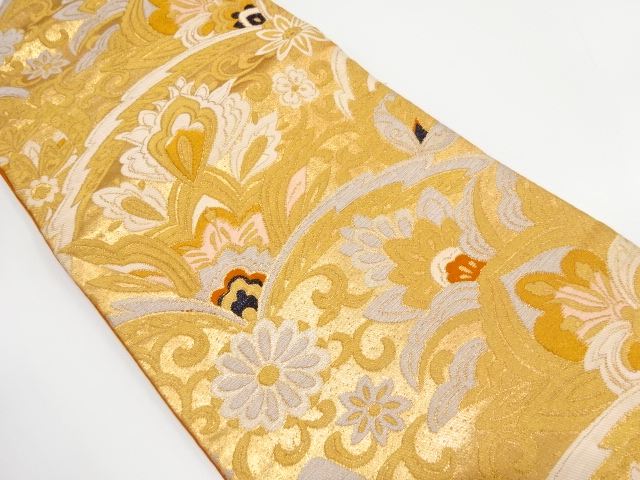 JAPANESE KIMONO / ANTIQUE NAGOYA OBI / SILK / WOVEN FLORAL SARASA